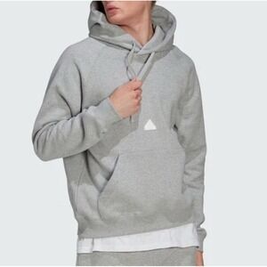 Adidas Hoodie Men's Small Gray Heather HN1950 Center Logo Fleece Multi Sport NWT